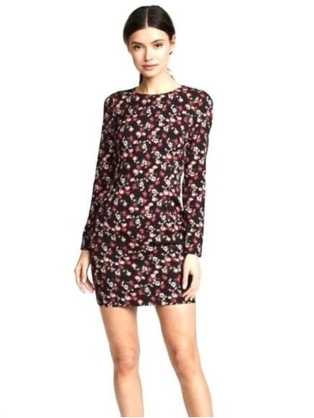 Black Halo Pink Floral Long Sleeve Mini Dress Size 12